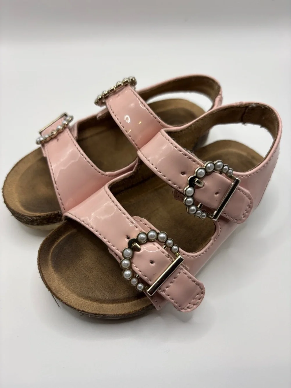 Cat & Jack Pink Patent Pearl Buckle Sandals